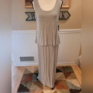 One piece long dress with loose fitting attached top